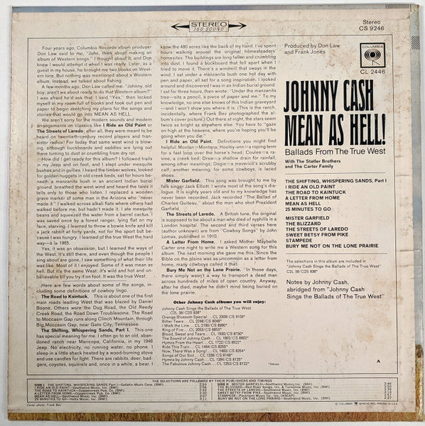 Johnny Cash - Mean As Hell! - Ballads From The True West *STEREO/TERRE HAUTE* | Very Good Plus (VG+) Near Mint (NM) - COUNTRY / USED *VERY GOOD++*