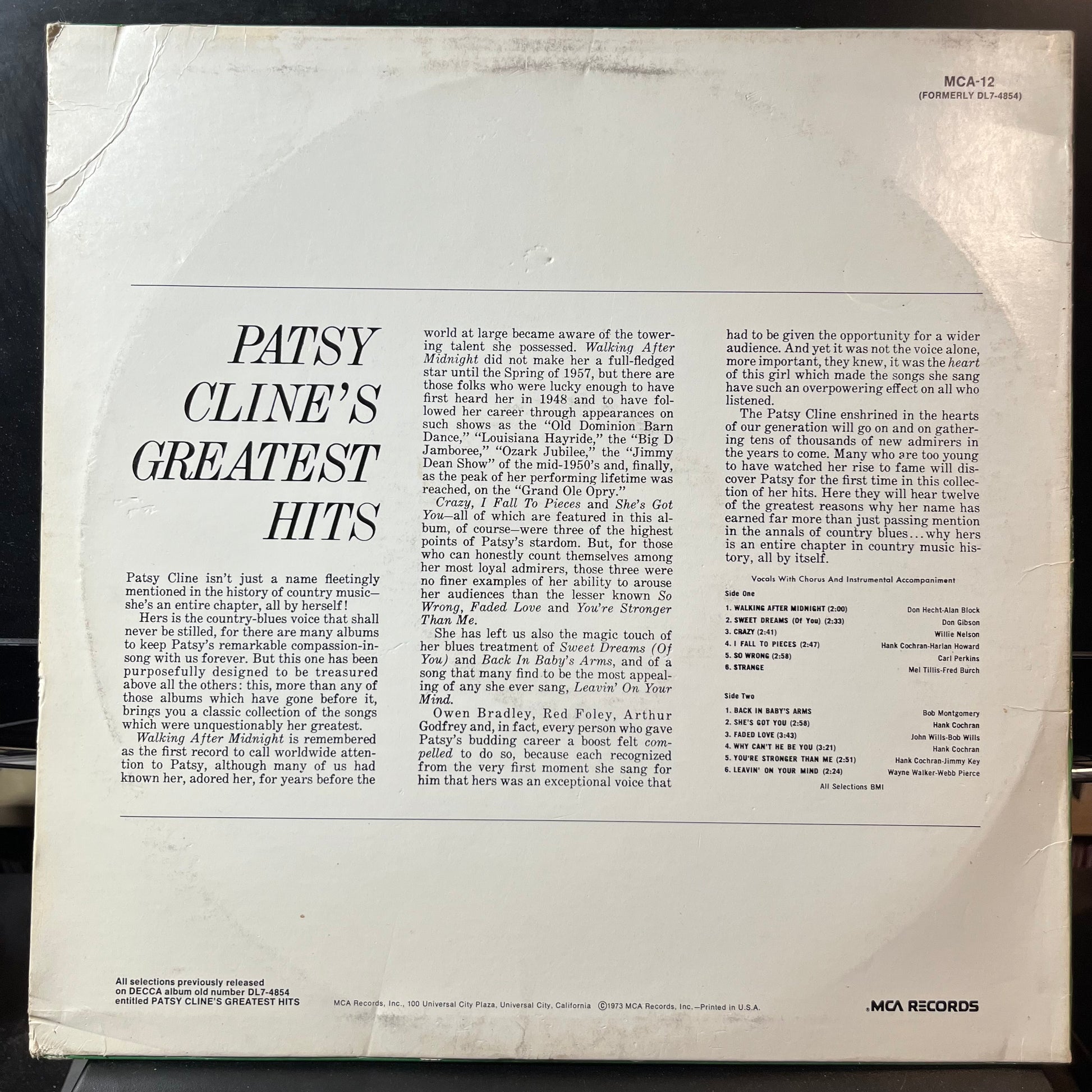 Patsy Cline - Patsy Cline's Greatest Hits (VINYL LP) | USED Very Good Plus (VG+) Very Good Plus Plus (VG++) - COUNTRY / USED *VERY GOOD+*