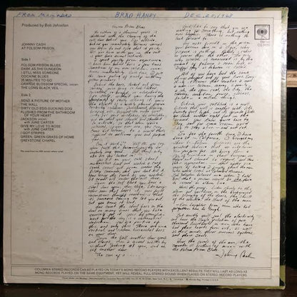 At Folsom Prison (VINYL) | Very Good Plus (VG+) Very Good Plus (VG+) - COUNTRY / USED *VERY GOOD+*