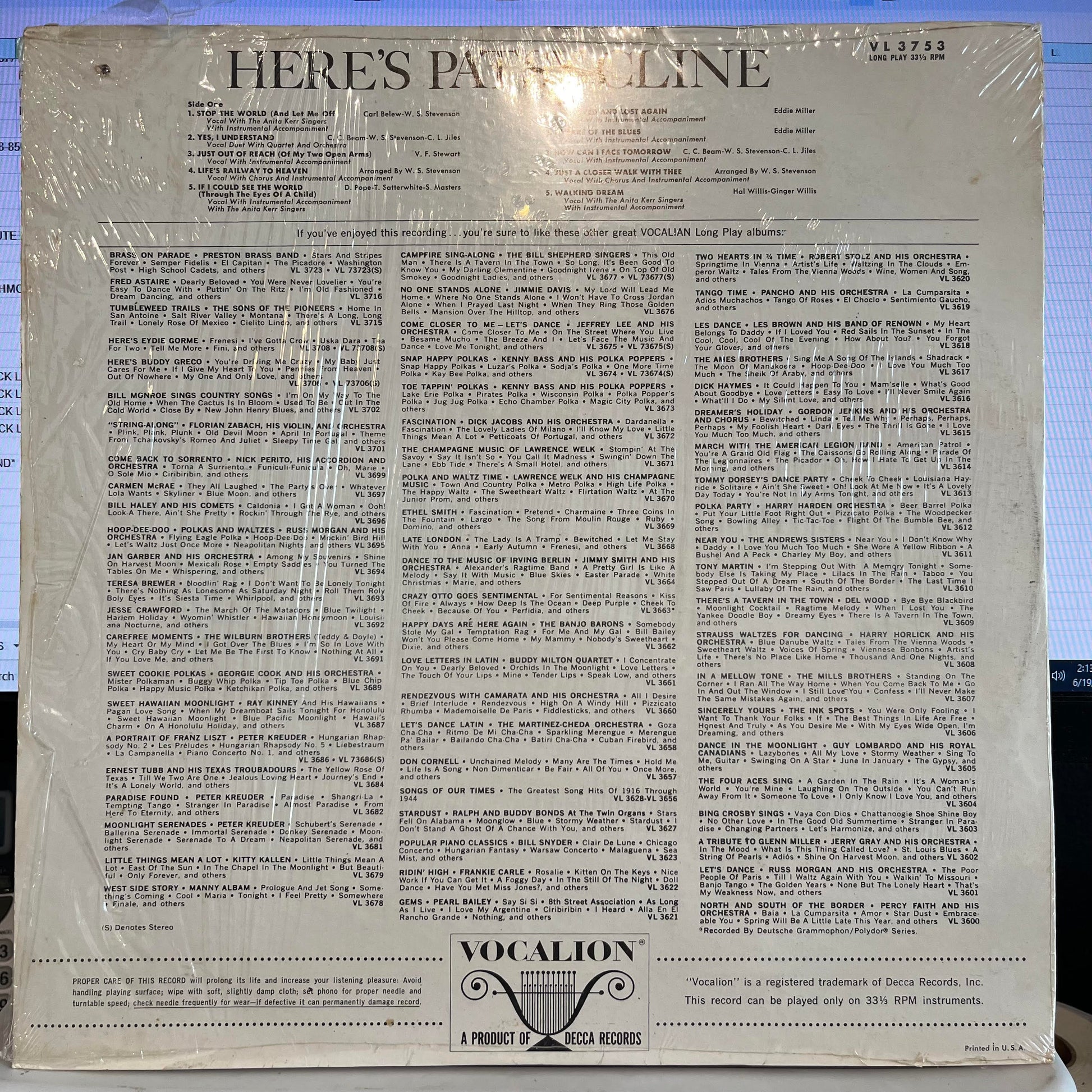 Patsy Cline - Here's Patsy Cline | Very Good (VG) Excellent (EX) - COUNTRY / USED *VERY GOOD*