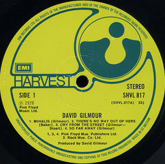 David Gilmour David Gilmour Harvest, Harvest LP, Album, Gat Very Good (VG) Very Good (VG)