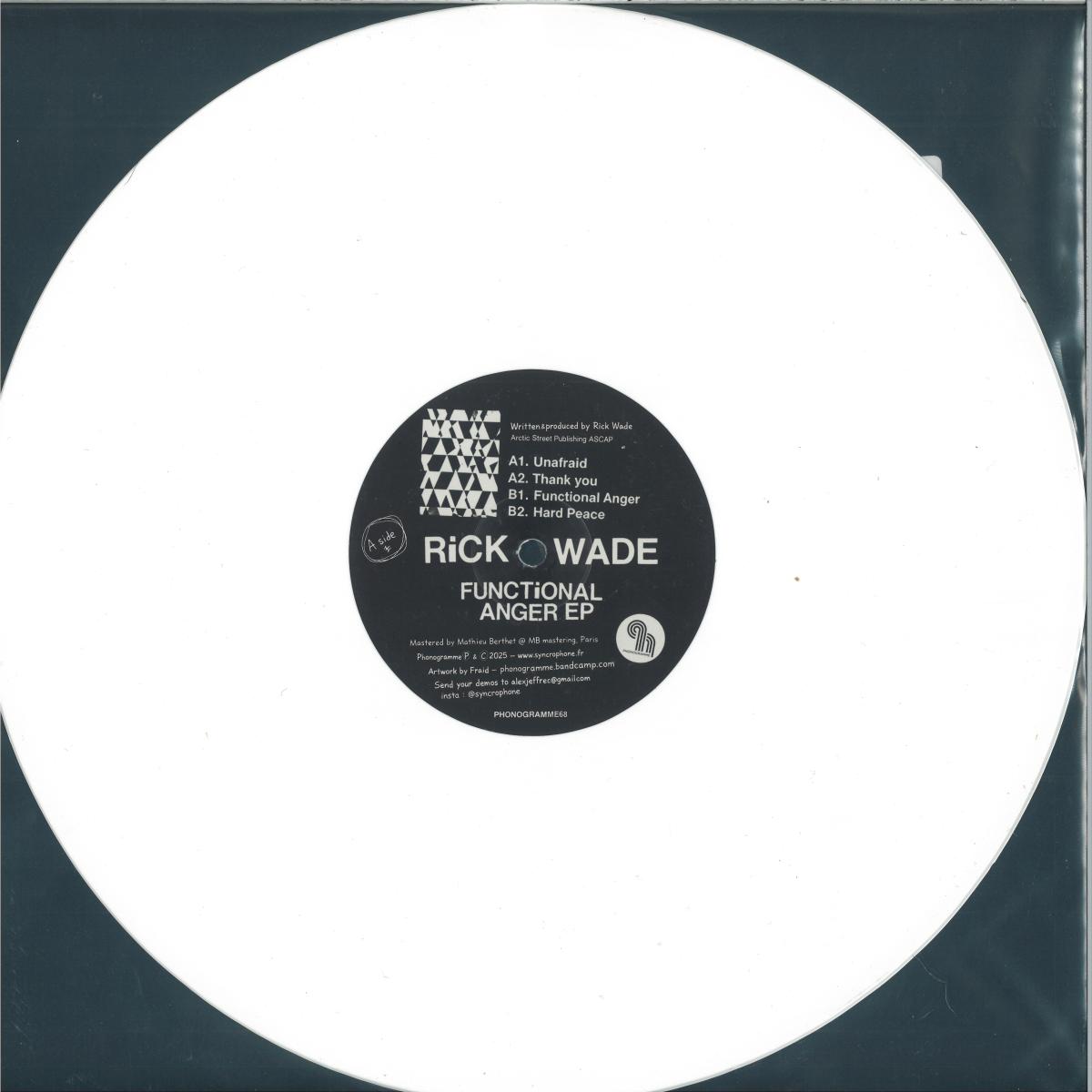 Rick Wade - Functional Anger (WHITE VINYL 12" Phonogramme) | NEW - DEEP HOUSE *NEW/COLOR*
