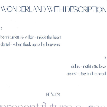 Various - Wonderland With Description (WHITE VINYL 12" Peaces PSC06) | NEW Mint (M) Mint (M) - DEEP HOUSE *NEW/COLOR*