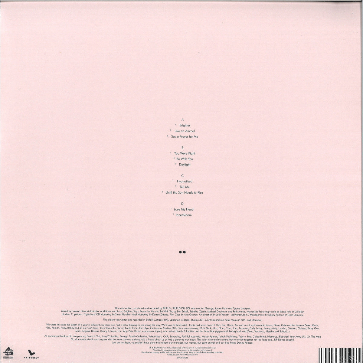 RÜFÜS DU SOL - Bloom (PINK & WHITE COLOR VINYL 2xLP SWEAT IT OUT) | NEW Mint (M) Mint (M) - DEEP HOUSE *NEW/COLOR*