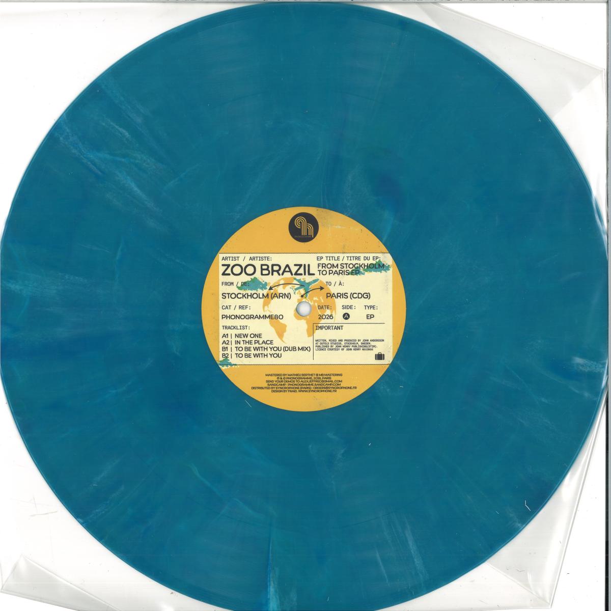 Zoo Brazil - Stockholm To Paris (BLUE VINYL 12" Phonogramme) | NEW - DEEP HOUSE *NEW/COLOR*