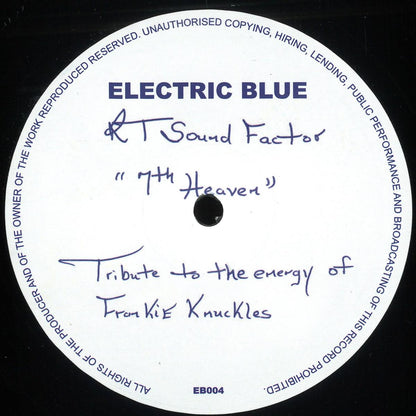 RT Sound Factor - 7th Heaven - Tribute To The Memory Of Frankie Knuckles (VINYL 12" Electric Blue) | NEW - DEEP HOUSE *NEW*