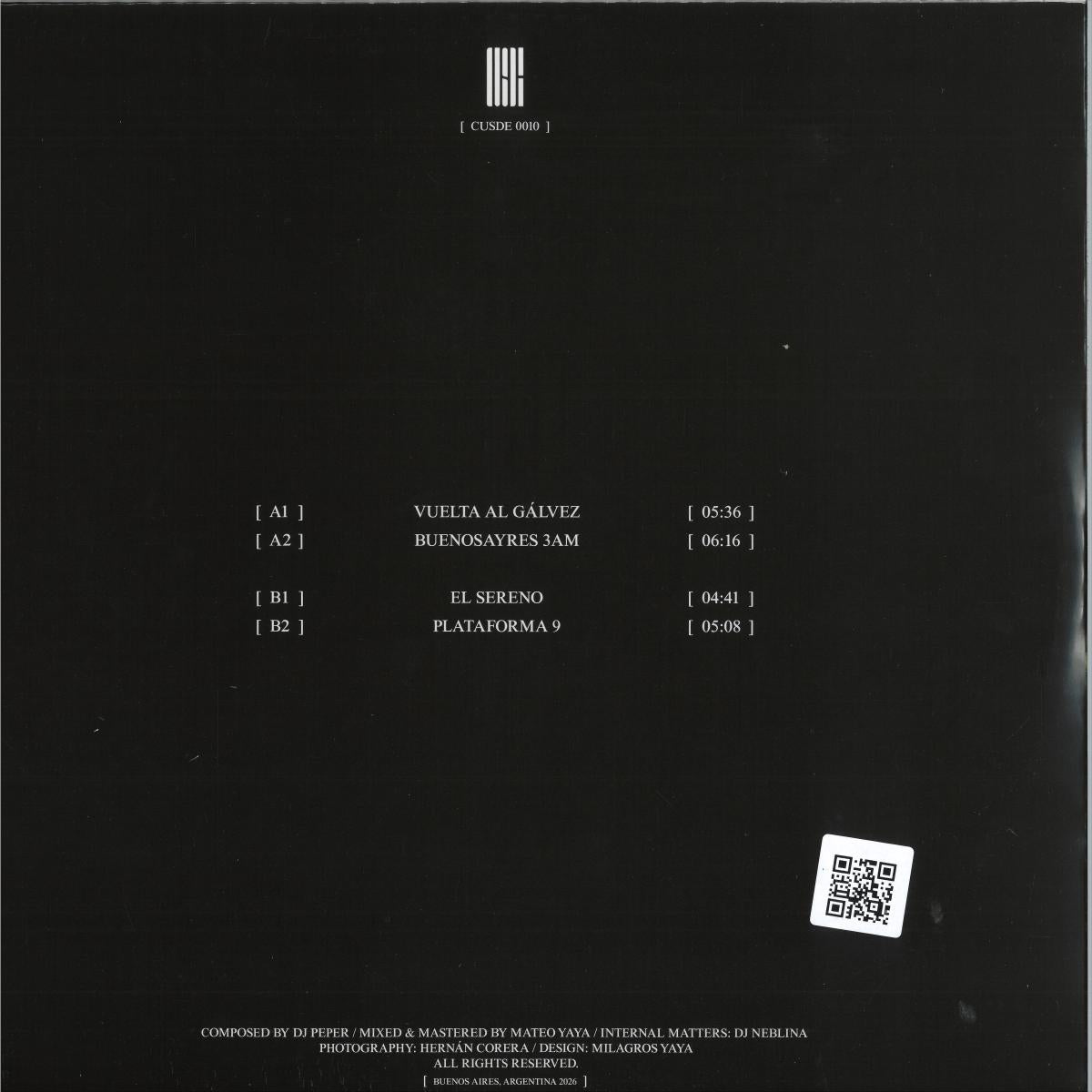 DJ PEPER - Buenosayres 3AM (VINYL 12" CUSDE CUSDE010) | NEW Mint (M) Mint (M) - DEEP HOUSE *NEW*