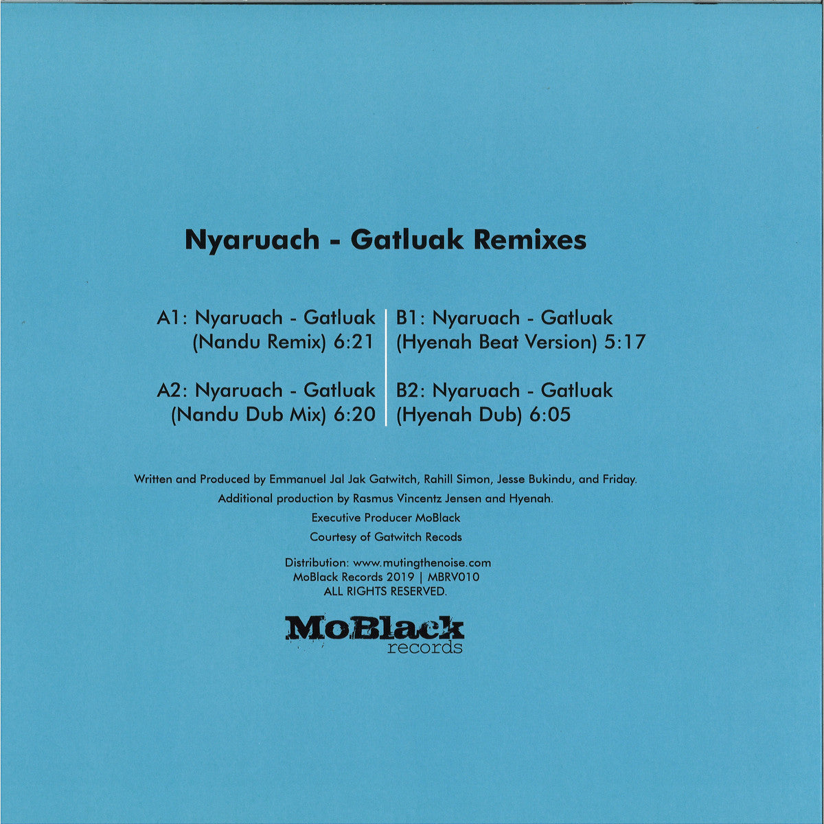 Nyaruach - Gatluak Remixes (VINYL 12" MoBlack) | NEW - DEEP HOUSE *NEW*