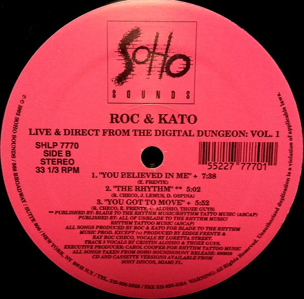 Roc & Kato - Live And Direct From The Digital Dungeon: Vol. 1 | Near Mint (NM) Generic - DEEP HOUSE / USED *NEAR MINT*