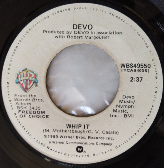 Devo Whip It / Turn Around Warner Bros. Records 7", Single, Win Near Mint (NM or M-) Near Mint (NM or M-)