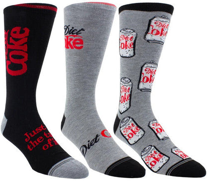 Diet Coke - Perri's - Diet Coke - Can Gift Tube - Crew Socks (Assorted Styles 3 Pack Gift Box) (Socks, Gift Set, 3 Pack) |