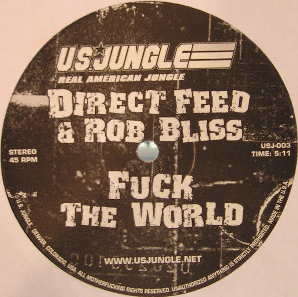 Direct Feed & Rob Bliss / Fixation (2) - Fuck The World / Nobody Move | Very Good Plus (VG+) Generic - DRUM & BASS / USED *VERY GOOD+*