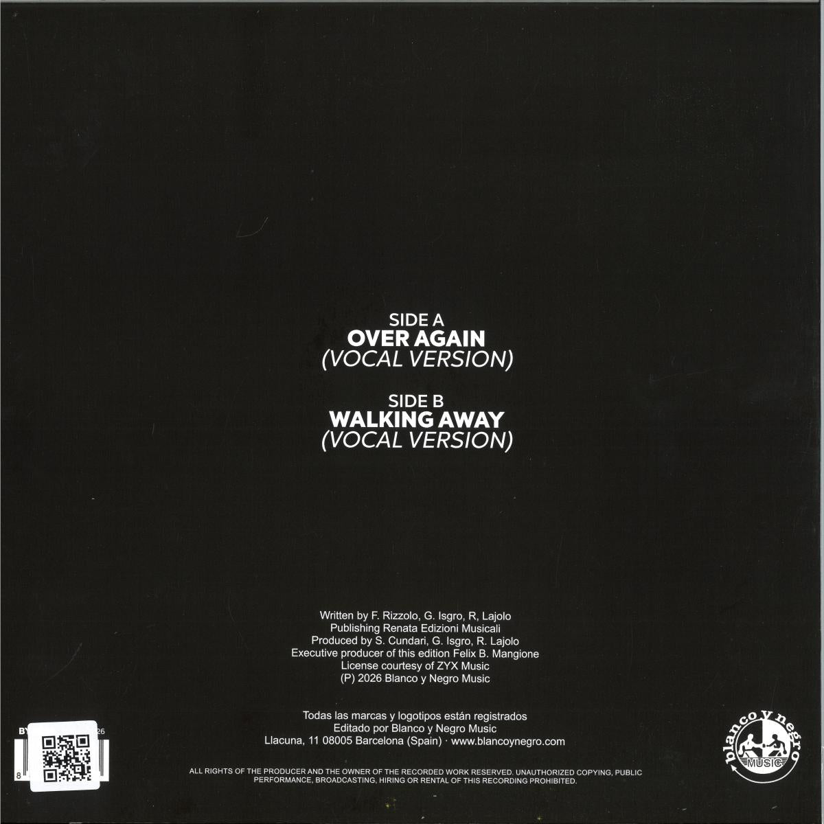 Brian Ice - Over Again + Walking Away (RED VINYL 12" Blanco Y Negro) | NEW - DISCO *NEW/COLO*