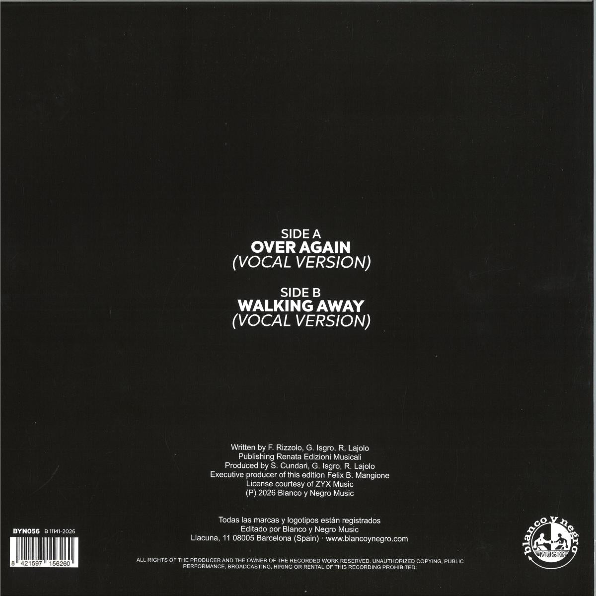 Brian Ice - Over Again + Walking Away (VINYL 12" Blanco Y Negro) | NEW - DISCO *NEW*