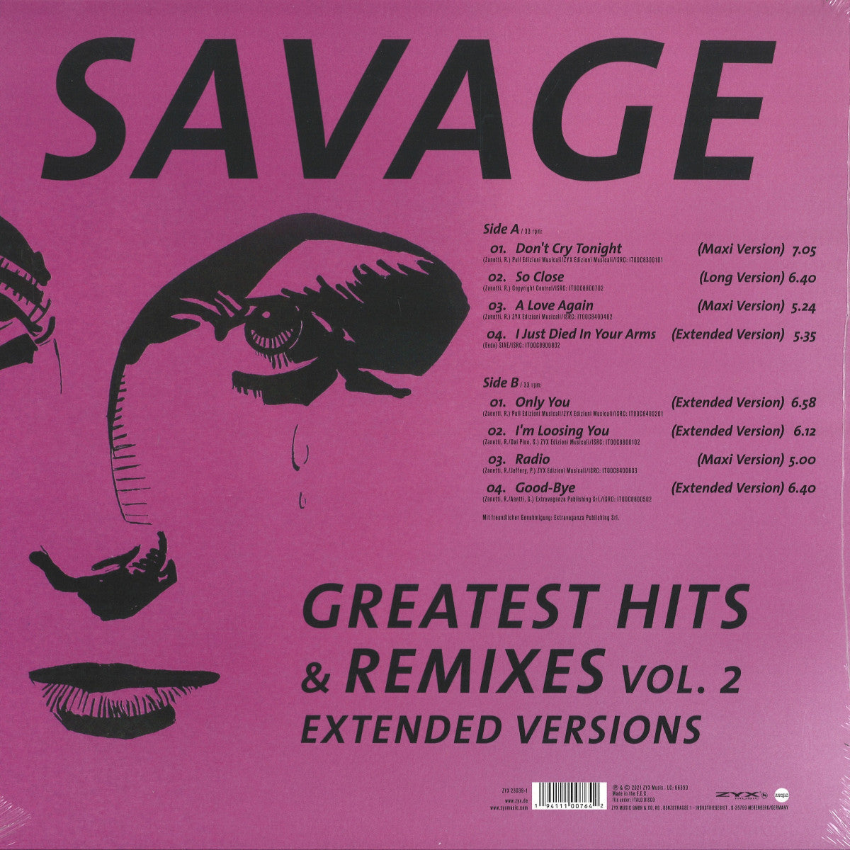 Savage - Greatest Hits & Remixes Vol. 2 (VINYL 12" Zyx) | NEW Mint (M) Mint (M) - DISCO *NEW*