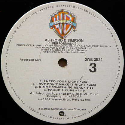 Ashford & Simpson - Performance | Near Mint (NM) Excellent (EX) - DISCO / USED *NEAR MINT*