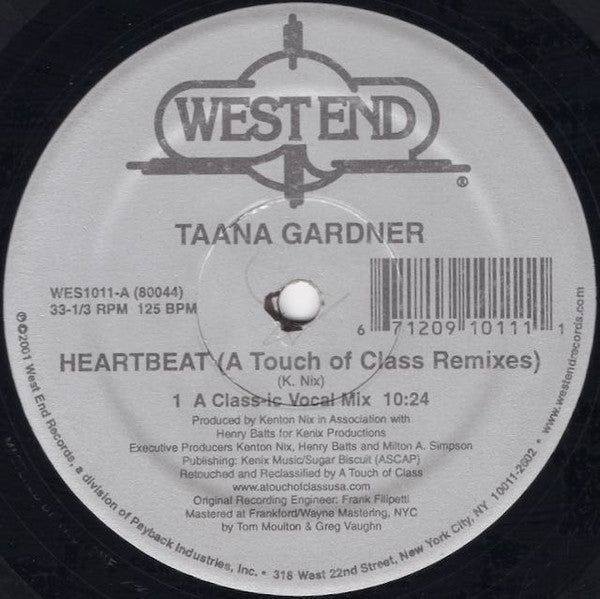 Taana Gardner - Heartbeat (A Touch Of Class Remixes) 12" VINYL) | Near Mint (NM) Near Mint (NM) - DISCO / USED *NEAR MINT*