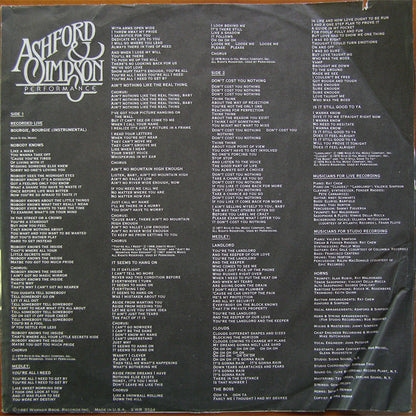 Ashford & Simpson - Performance | Near Mint (NM) Excellent (EX) - DISCO / USED *NEAR MINT*