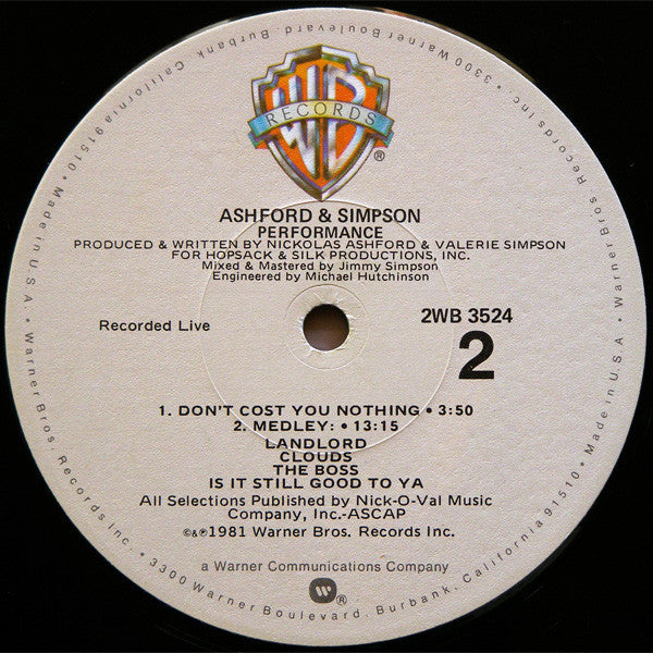 Ashford & Simpson Performance 2xLP Near Mint (NM or M-) Excellent (EX)