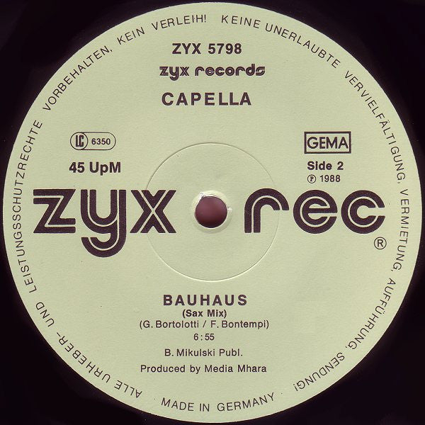 Cappella Bauhaus 12" Very Good Plus (VG+) Generic