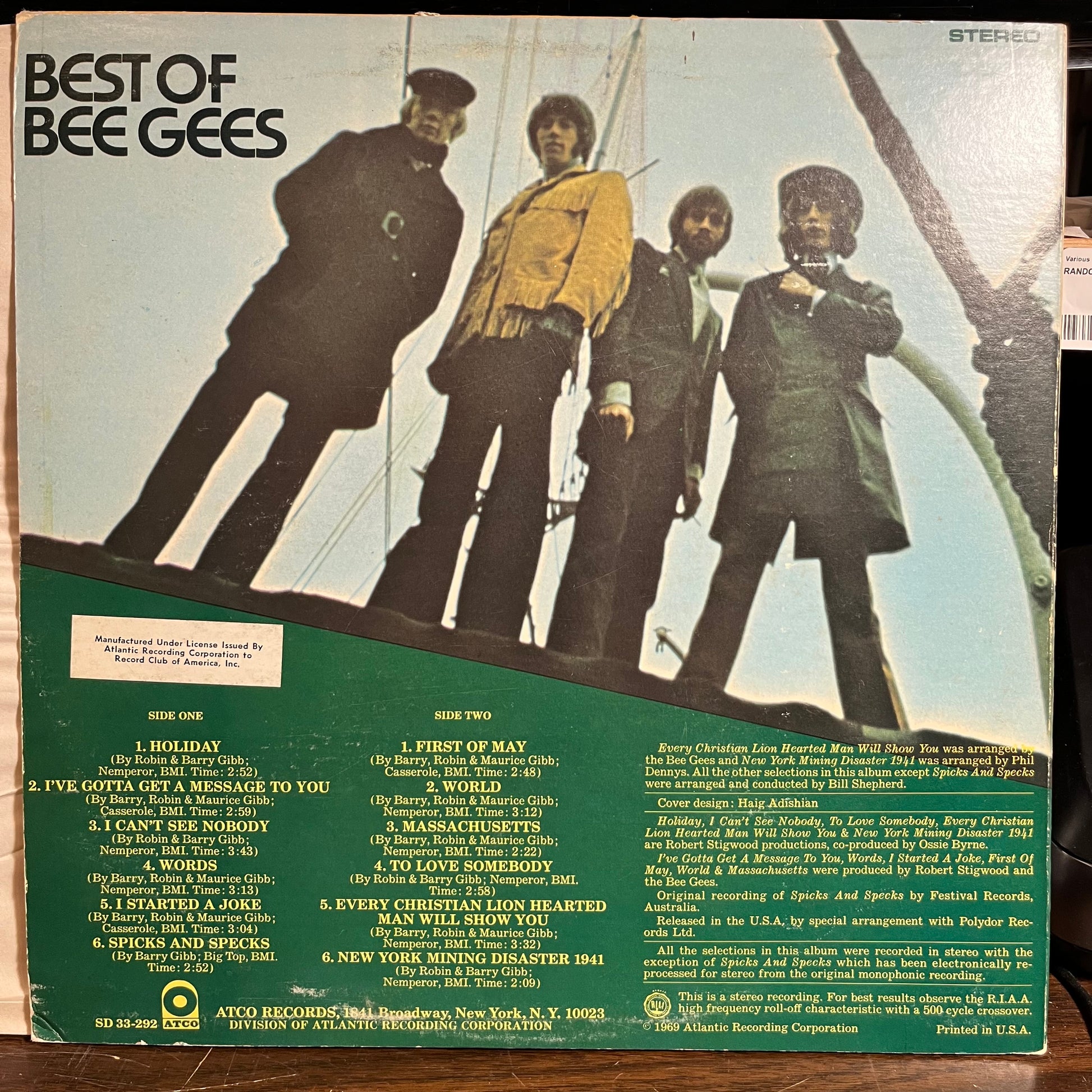 Best Of Bee Gees (VINYL) | Very Good Plus (VG+) Very Good Plus Plus (VG++) - DISCO / USED *VERY GOOD+*