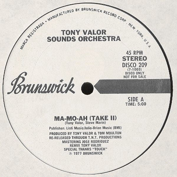 Tony Valor Sounds Orchestra - Ma-Mo-Ah (Take II) / How Can I Forget | Very Good (VG) Generic - DISCO / USED *VERY GOOD*