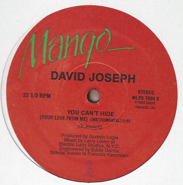 David Joseph - You Can't Hide (Your Love From Me) | Mint (M) Generic - DISCO *NEW/UNOFFICIAL*