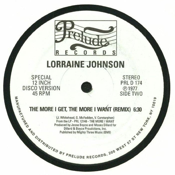 Lorraine Johnson The More I Get, The More I Want 12" Mint (M) Generic