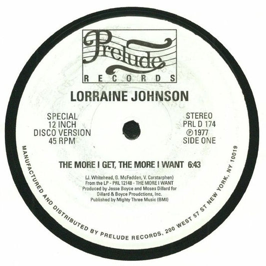 Lorraine Johnson The More I Get, The More I Want 12" Mint (M) Generic