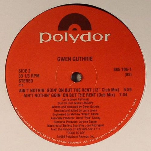Gwen Guthrie Ain't Nothin' Goin' On But The Rent 12" Mint (M) Generic