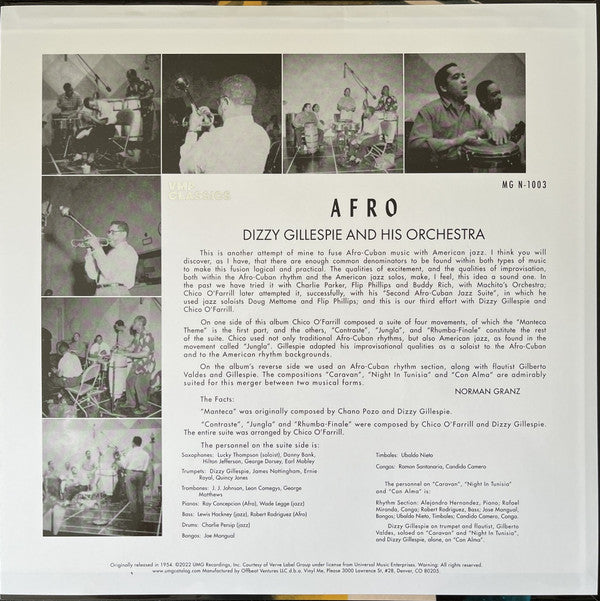 Dizzy Gillespie And His Orchestra Afro Norgran Records LP, Album, Mono, Club, RE, RM, 180 Mint (M) Mint (M)