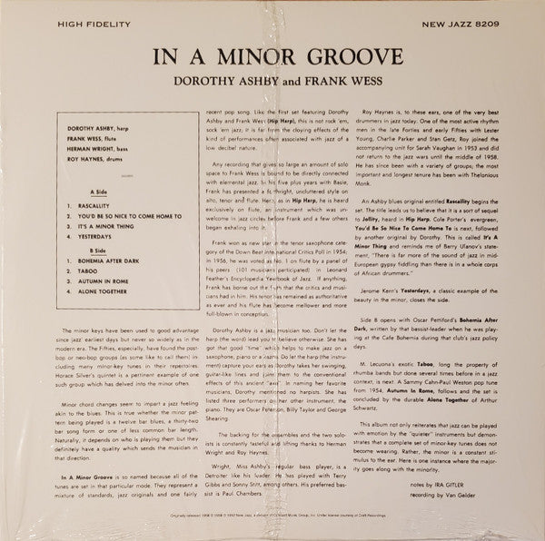 Dorothy Ashby And Frank Wess In A Minor Groove New Jazz, Real Gone Music LP, Album, Mono, RE, RP Mint (M) Mint (M)