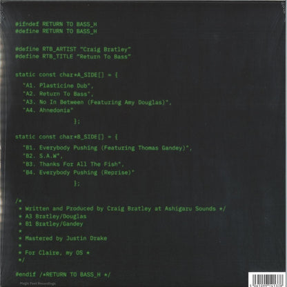 Craig Bratley - Return To Bass (VINYL LP Magic Feet MFLP01) | NEW Mint (M) Mint (M) - DOWNTEMPO *NEW*