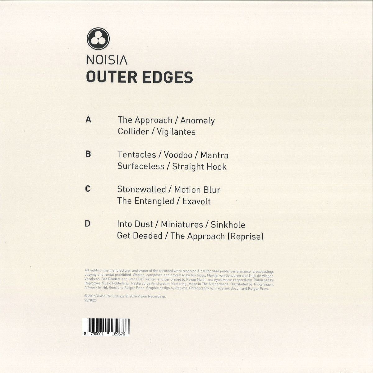 Noisia - Outer Edges (WHITE MARBLED VINYL 2xLP Vision VSN025VINYLR 2026) | Mint (M) Mint (M) - DRUM & BASS *NEW/COLOR*