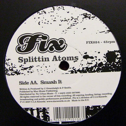 Splittin' Atoms - Bulletproof Monk (Taxman Remix) / Smash It | Mint (M) Generic - DRUM & BASS *NEW*