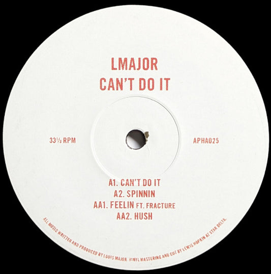 LMajor - Can't Do It (VINYL 12" 2026 REPRESS) | NEW - DRUM & BASS *NEW*