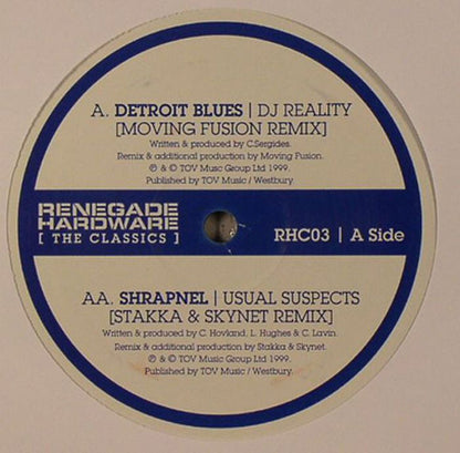 DJ Reality - Detroit Blues (Moving Fusion Remix) / Shrapnel (Stakka & Skynet Remix) | Excellent (EX) Generic - DRUM & BASS / USED *EXCELLENT*