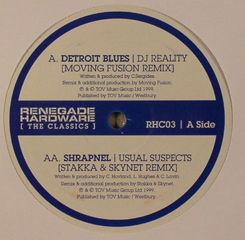 DJ Reality - Detroit Blues (Moving Fusion Remix) / Shrapnel (Stakka & Skynet Remix) | Excellent (EX) Generic - DRUM & BASS / USED *EXCELLENT*