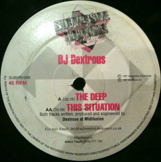 The Deep / This Situation (12" VINYL) | Very Good Plus (VG+) Generic - DRUM & BASS / USED *VERY GOOD+*