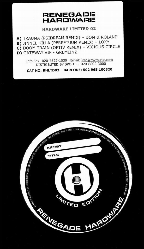 Various - Hardware Limited 02 Remix EP | Very Good (VG) Generic - DRUM & BASS / USED *VERY GOOD*