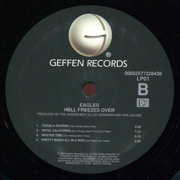 Eagles Hell Freezes Over Geffen Records, Eagles Recording Company, Universal Music Group 2xLP, Album, RE, RM, 180 Mint (M) Mint (M)
