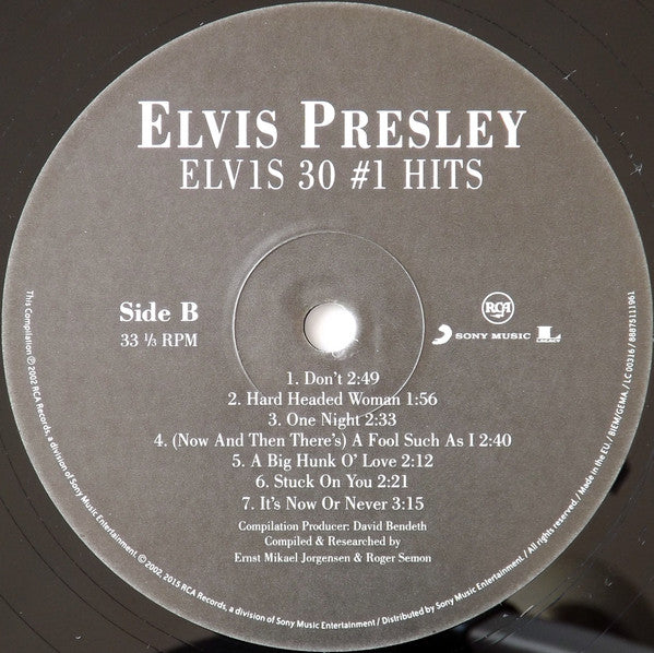 Elvis Presley ELV1S 30 #1 Hits RCA, Legacy, Sony Music 2xLP, Comp, RE Mint (M) Mint (M)