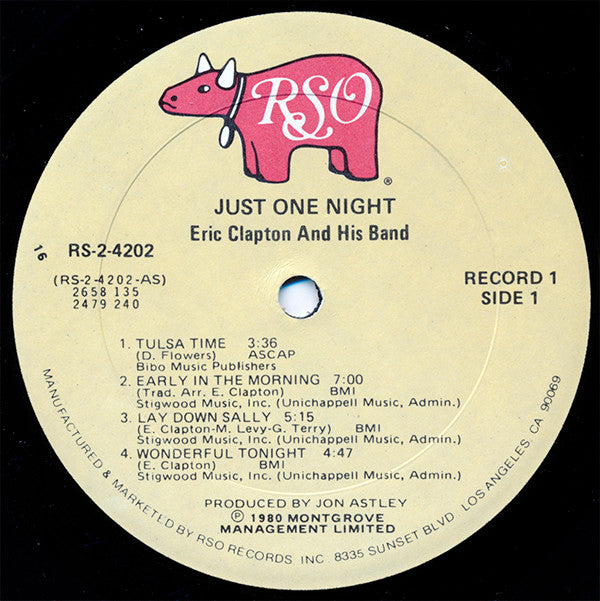 Eric Clapton Just One Night RSO 2xLP, Album, 16 Near Mint (NM or M-) Near Mint (NM or M-)