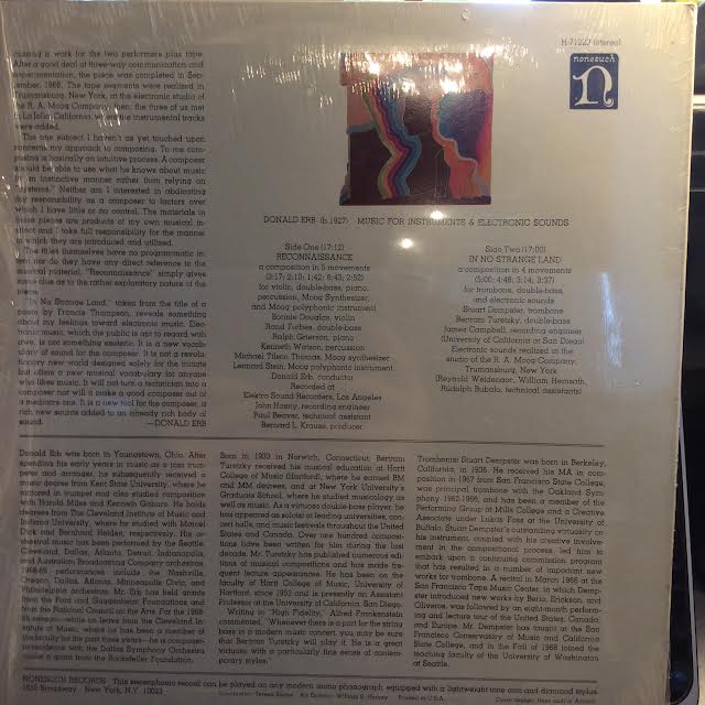 Music For Instruments & Electronic Sounds (VINYL) | Near Mint (NM or M-) Near Mint (NM or M-) - EXPERIMENTAL / USED *NEAR MINT*