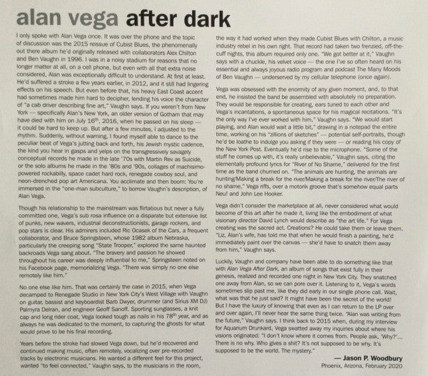 Alan Vega After Dark LP Mint (M) Mint (M)