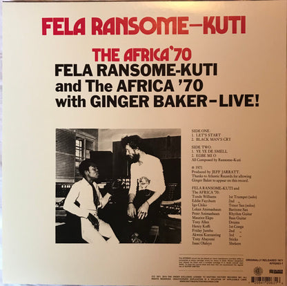 Fela Kuti And Africa 70 With Ginger Baker Live! Knitting Factory Records, Odeon LP, Album, RE Mint (M) Mint (M)