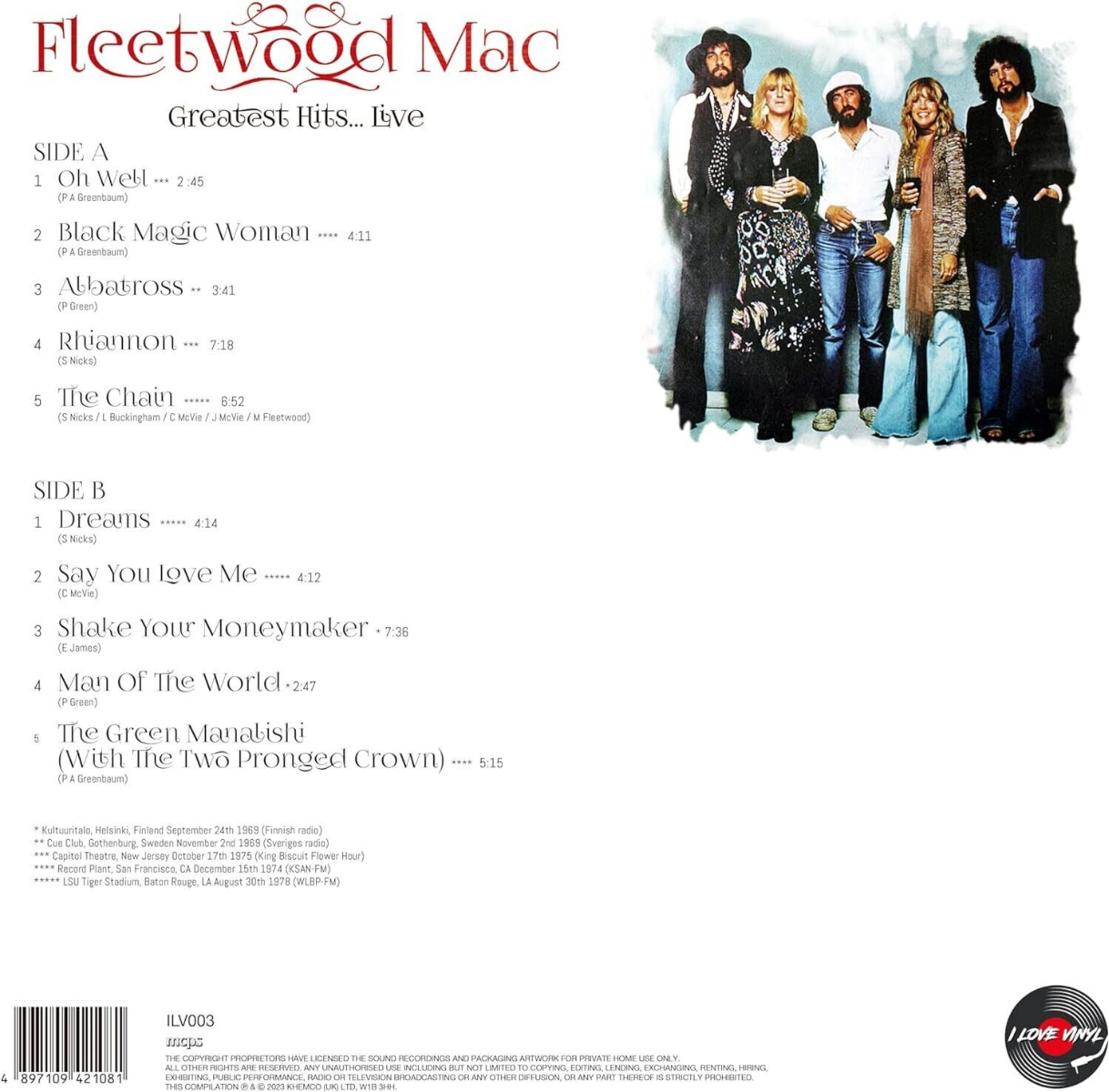 Greatest Hits... Live: The Record Plant 1974 [Import] |
