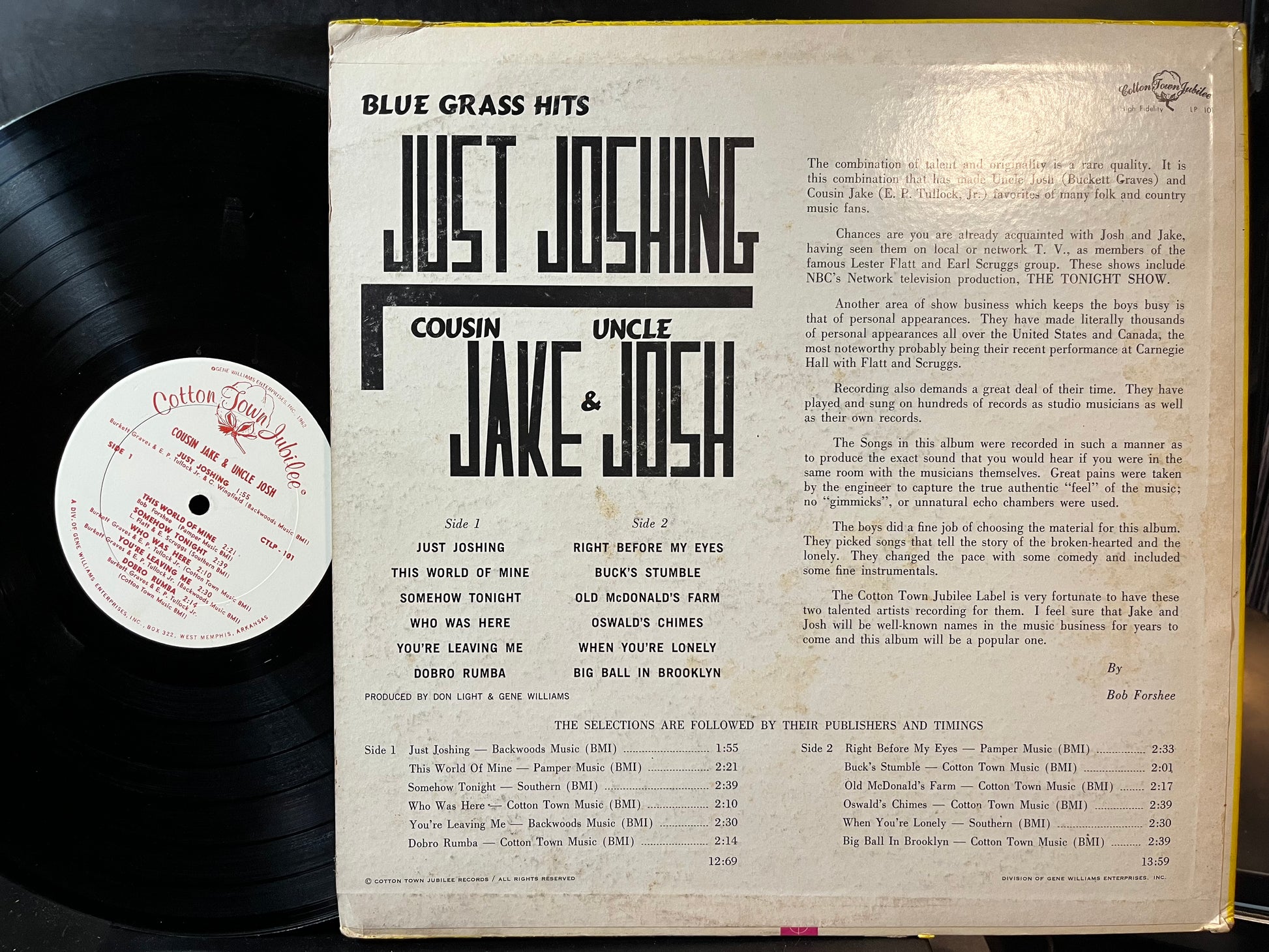 Cousin Jake & Uncle Josh - Just Joshing (VINYL LP COTTON TOWN JUBILEE LP 101 1963) | USED Near Mint- (NM-) Very Good Plus (VG+) - FOLK/BLUEGRASS / USED *NEAR MINT-*