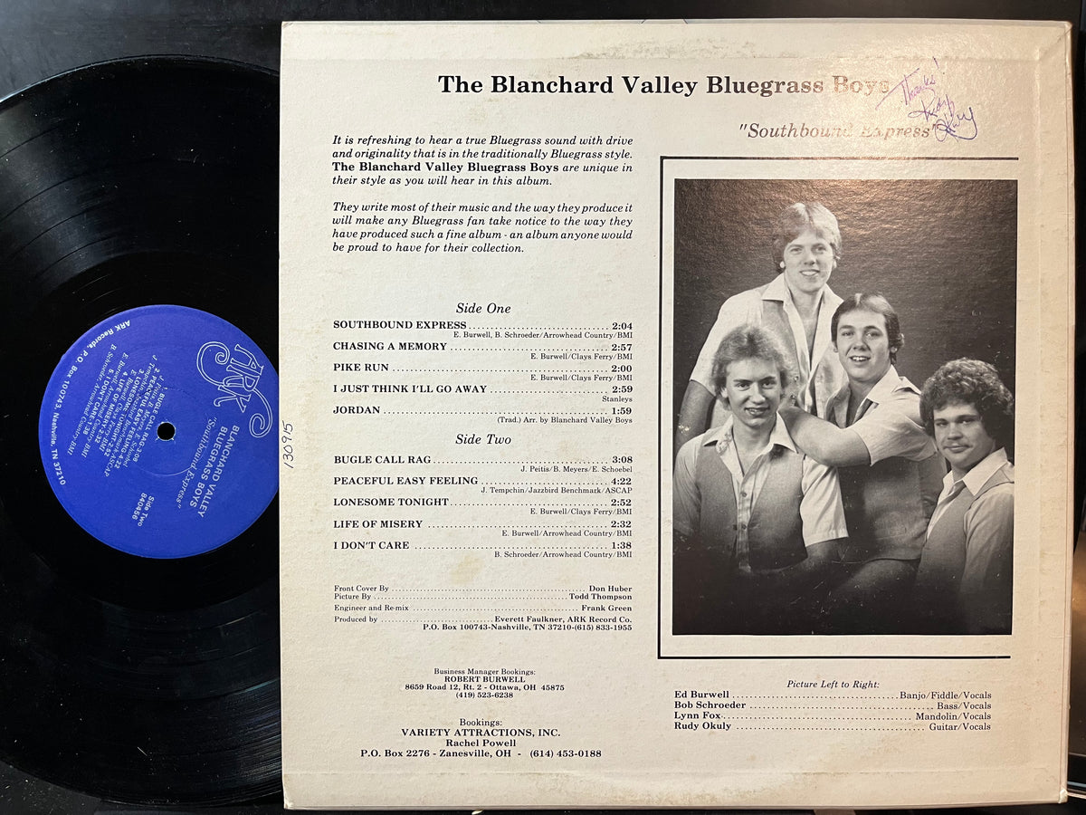 The Blanchard Valley Bluegrass Boys - Southbound Express *SIGNED*(VINYL LP ARK (16) 840456 1984) | USED Near Mint (NM or M-) Excellent+ (EX+) - FOLK/BLUEGRASS / USED *NEAR MINT*