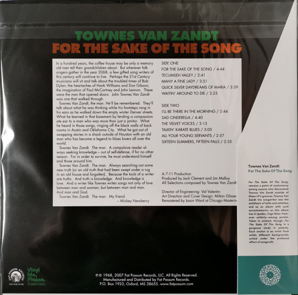 For The Sake Of The Song (VMP VINYL) | Mint (M) Mint (M) - FOLK *NEW*
